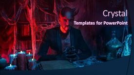  Presentation with horror movie - Presentation theme enhanced with portrait-of-a-bad-demon background and a wine colored foreground