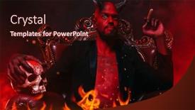  Presentation with horror movie - Amazing presentation design having portrait-of-a-bad-demon backdrop and a wine colored foreground