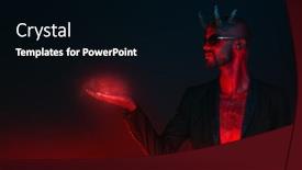  Presentation with horror movie - Colorful presentation theme enhanced with portrait-of-a-bad-demon backdrop and a black colored foreground