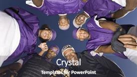  Presentation with baseball team - Amazing PPT theme having portrait of a baseball team backdrop and a dark gray colored foreground