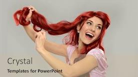  Presentation with princess - Amazing slide set having portrait-of-a-beaufitul-redhead backdrop and a soft green colored foreground