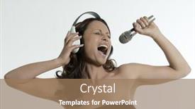  Presentation with asian - Beautiful presentation design featuring portrait of a beautiful asian woman on isolated white background singin backdrop and a coral colored foreground