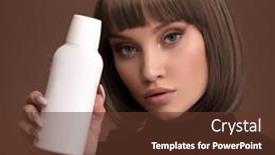  Presentation with shampoo - Colorful presentation design enhanced with portrait-of-a-beautiful-brown backdrop and a tawny brown colored foreground