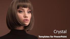  Presentation with haircut - Presentation design featuring portrait-of-a-beautiful-brown background and a tawny brown colored foreground
