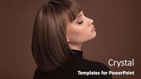  Presentation with haircut - Cool new PPT theme with portrait-of-a-beautiful-brown backdrop and a wine colored foreground