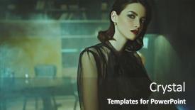  Presentation with green fashion - Presentation theme featuring portrait-of-a-beautiful-brunette background and a dark gray colored foreground