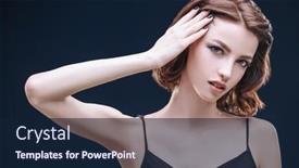  Presentation with black-girl - Colorful slide set enhanced with portrait-of-a-beautiful-brunette backdrop and a navy blue colored foreground