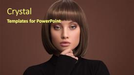  Presentation with haircut - Slide set with portrait-of-a-beautiful-brunette background and a tawny brown colored foreground