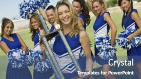  Presentation with trophy - Audience pleasing slide deck consisting of portrait of a beautiful cheerleader backdrop and a ocean colored foreground