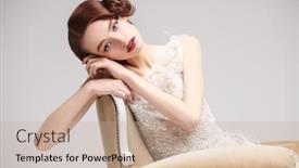  Presentation with makeup - Audience pleasing PPT theme consisting of portrait-of-a-beautiful-chic backdrop and a coral colored foreground