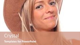  Presentation with cowboy hat - Cool new PPT layouts with portrait of a beautiful country girl with cowboy hat backdrop and a coral colored foreground