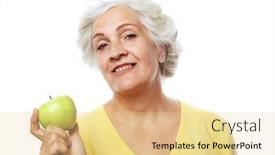  Presentation with elderly - Presentation theme with portrait-of-a-beautiful-elderly background and a blonde colored foreground