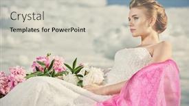  Presentation with elegant flowers - Slide set with portrait-of-a-beautiful-elegant background and a light gray colored foreground