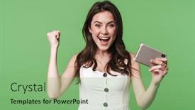  Presentation with hair dress - Colorful presentation enhanced with portrait-of-a-beautiful-excited backdrop and a seafoam green colored foreground