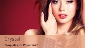  Presentation with glamour - Amazing presentation theme having portrait of a beautiful fashion woman pretty sexy face of a glamour girl posing at studio with silver accessor backdrop and a coral colored foreground