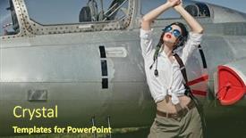 Presentation with fighter jet - Slide set enhanced with portrait-of-a-beautiful-girl background and a tawny brown colored foreground
