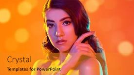  Presentation with hair color - Amazing presentation design having portrait-of-a-beautiful-girl backdrop and a gold colored foreground