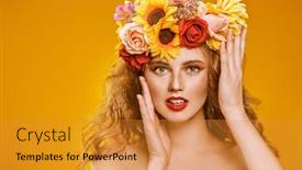  Presentation with cosmetics beauty - Colorful presentation theme enhanced with portrait-of-a-beautiful-girl backdrop and a gold colored foreground