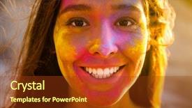  Presentation with powder - PPT theme with teen faces - portrait of a beautiful girl background and a tawny brown colored foreground