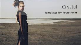  Presentation with gothic fashion - Audience pleasing slides consisting of portrait of a beautiful gothic woman in black clothes posing outdoor beauty fashion backdrop and a light gray colored foreground