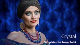  Presentation with ethnic - Presentation theme with portrait-of-a-beautiful-gypsy background and a navy blue colored foreground