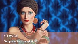  Presentation with dark blue - Presentation design consisting of portrait-of-a-beautiful-gypsy background and a coral colored foreground