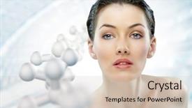  Presentation with healthy - Presentation with portrait of a beautiful healthy girl background and a soft green colored foreground