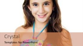  Presentation with teen - Amazing presentation theme having portrait of a beautiful hispanic teen wearing a swimsuit isolated on white backdrop and a coral colored foreground