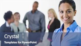  Presentation with indian woman - Presentation having portrait of a beautiful indian business woman smiling with colleagues in the background background and a ocean colored foreground