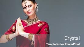  Presentation with india - Cool new slide deck with portrait-of-a-beautiful-indian backdrop and a gray colored foreground