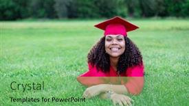  Presentation with graduation - PPT layouts with portrait-of-a-beautiful-multiethnic background and a seafoam green colored foreground