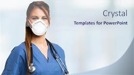  Presentation with mask nurse - Presentation theme consisting of portrait-of-a-beautiful-nurse background and a sky blue colored foreground