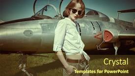  Presentation with pilot - Beautiful PPT theme featuring portrait-of-a-beautiful-pilot backdrop and a tawny brown colored foreground