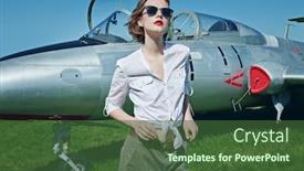  Presentation with naughty girl is standing - Audience pleasing slide deck consisting of portrait-of-a-beautiful-pilot backdrop and a tawny brown colored foreground