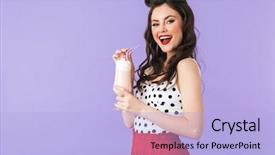  Presentation with milkshake - Presentation design consisting of portrait of a beautiful pin background and a light blue colored foreground