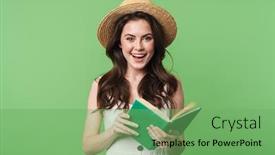  Presentation with hair dress - Cool new slides with portrait-of-a-beautiful-smiling backdrop and a seafoam green colored foreground