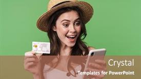  Presentation with hair dress - PPT layouts having portrait-of-a-beautiful-smiling background and a coral colored foreground