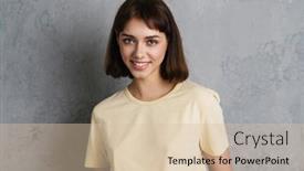  Presentation with gray - Amazing slide set having portrait-of-a-beautiful-smiling backdrop and a lemonade colored foreground