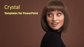  Presentation with haircut - Theme featuring portrait-of-a-beautiful-smiling background and a tawny brown colored foreground