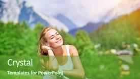  Presentation with tour - Presentation design consisting of portrait of a beautiful smiling background and a tawny brown colored foreground