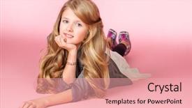  Presentation with pink - Beautiful presentation theme featuring portrait of a beautiful ten years girl smiling at camera pink background backdrop and a lemonade colored foreground