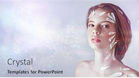  Presentation with beauty cosmetics - Beautiful PPT theme featuring portrait-of-a-beautiful-tender backdrop and a lemonade colored foreground