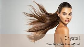  Presentation with long hair - Slides consisting of portrait-of-a-beautiful-woman background and a coral colored foreground