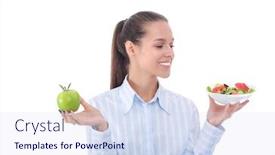  Presentation with green plate - Presentation theme with portrait-of-a-beautiful-woman background and a sky blue colored foreground