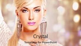  Presentation with makeup - Audience pleasing presentation design consisting of portrait of a beautiful woman with bright pink lips and fashion makeup model posing at studio on the art background backdrop and a coral colored foreground