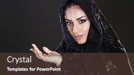  Presentation with black woman - PPT theme enhanced with portrait-of-a-beautiful-woman background and a tawny brown colored foreground