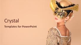  Presentation with medieval - Audience pleasing theme consisting of portrait of a beautiful woman in medieval era dress shot in a studio backdrop and a lemonade colored foreground