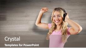  Presentation with flooring - Colorful presentation design enhanced with hallway hardwood floor - portrait of a beautiful woman backdrop and a gray colored foreground