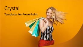  Presentation with yellow - Slide set featuring portrait of a beautiful young background and a  colored foreground