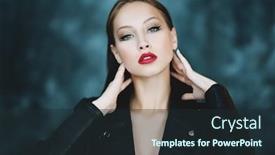  Presentation with beauty cosmetics - Colorful PPT theme enhanced with portrait of a beautiful young woman beauty cosmetics evening makeup backdrop and a wine colored foreground
